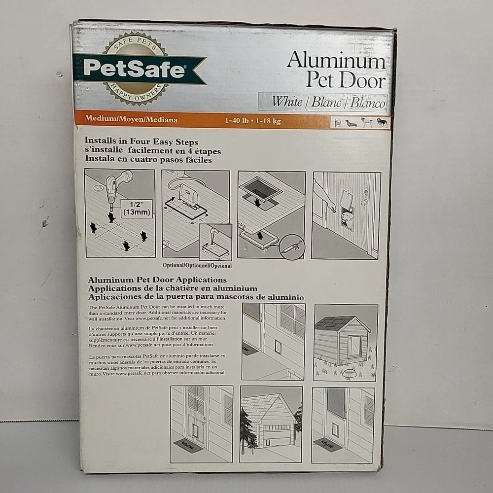 PetSafe Freedom Aluminum Pet Door Medium 1-40lbs White NEW‎